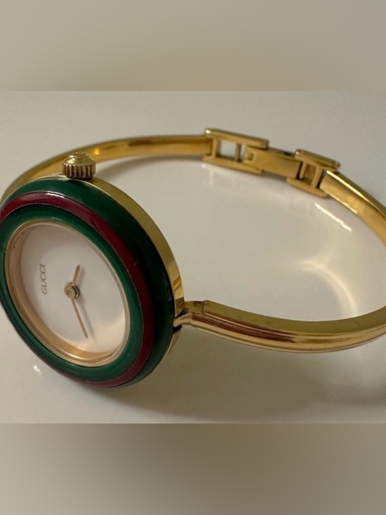 ~Vintage~Auth GUCCI Interchangeable Bezel Bracelet Bangle Watch~Box & Papers main image 14